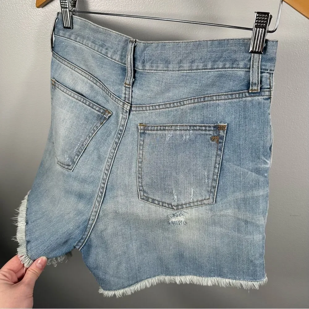 Madewell Light Wash Denim Frayed Hem The Perfect Summer Short Size 27 Summer
